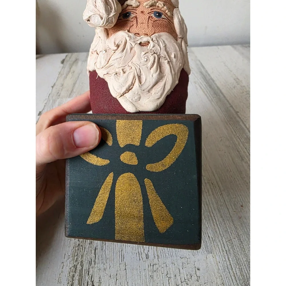 Vintage MM Santa wooden country folk art statue figurine present Jack in the Box